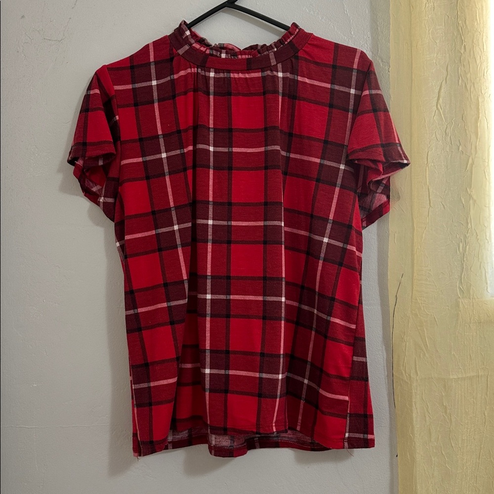 Alison Andrews Red Plaid Short Sleeve Top